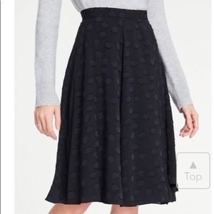 Ann Taylor Clip Dot Chiffon Full Black Skirt